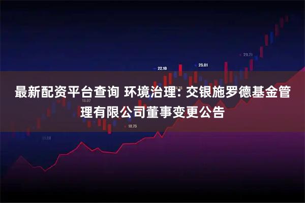 最新配资平台查询 环境治理: 交银施罗德基金管理有限公司董事变更公告